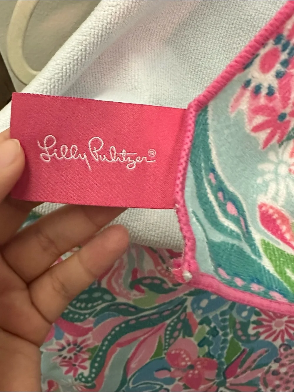 Lilly Pulitzer Pink, Teal & Green Floral Towel